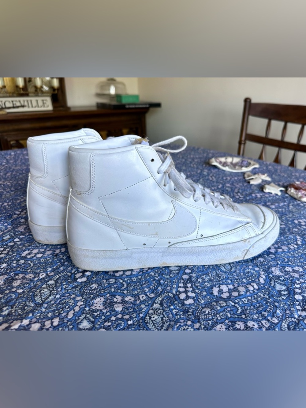 Nike White High-Top Leather Sneakers